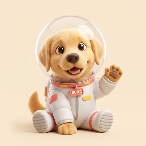 Buba, el perro astronauta, señalando un camino distinto