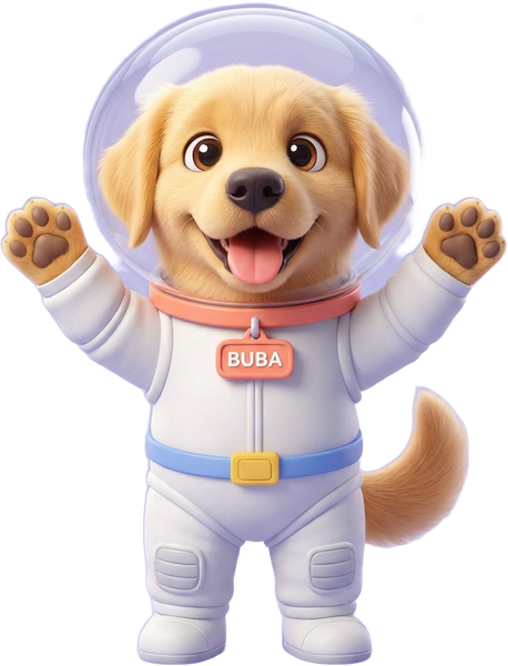Buba, el perro astronauta, celebrando