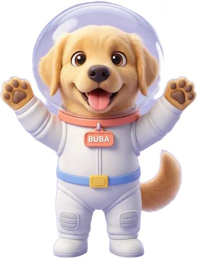 Buba, el perro astronauta, celebrando