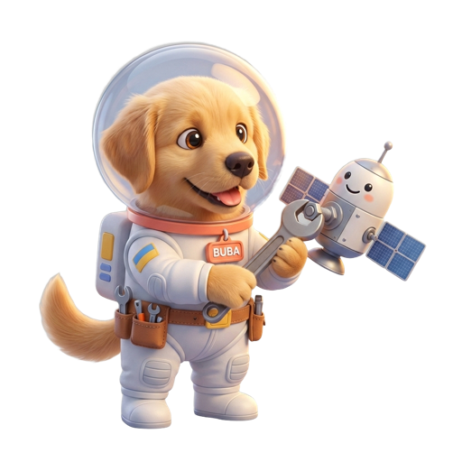 Buba, el perro astronauta, operando paneles