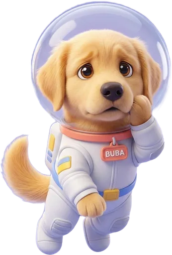 Buba, el perro astronauta, con cara de preocupación